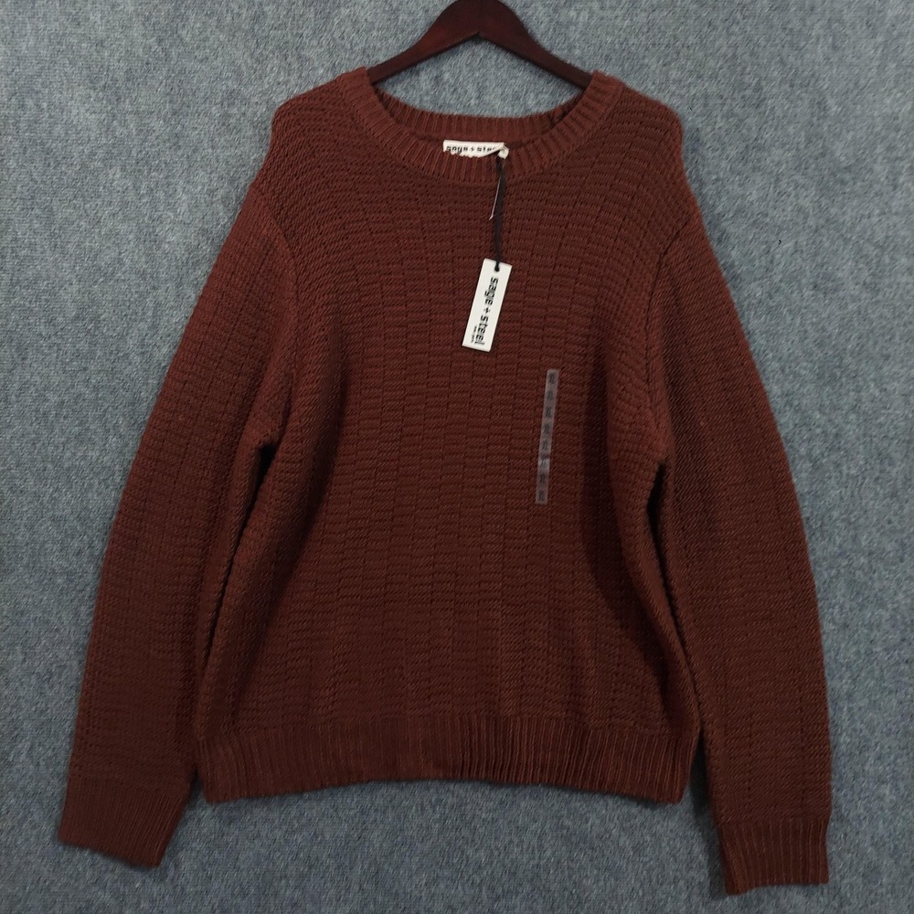 Sage + Steel Sweater Mens XL Brown Waffle Knit Crewneck Pullover Acrylic Casual
